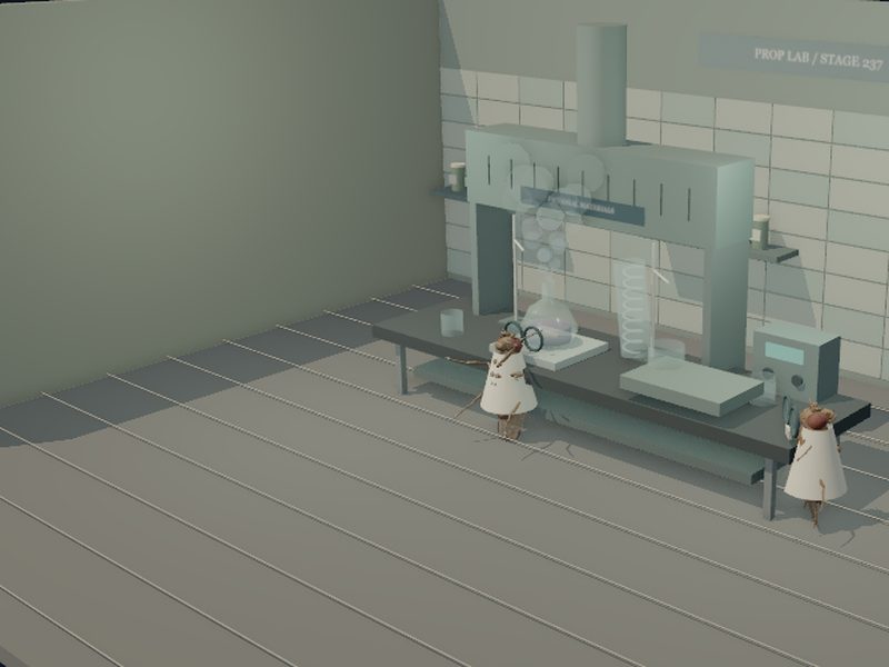 The Laboratory Set: fly brain experiment scene