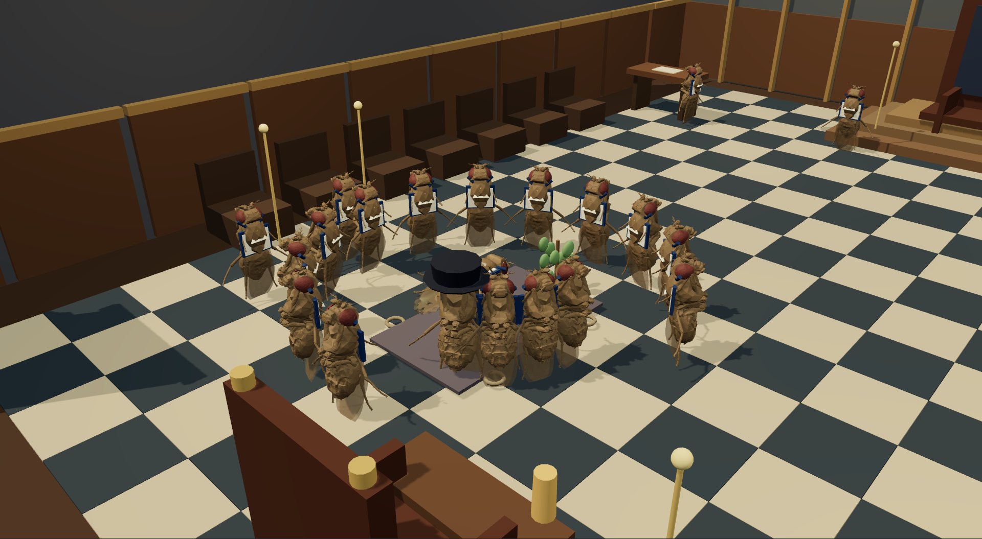 The lodge, with the brethren gathered for the raising